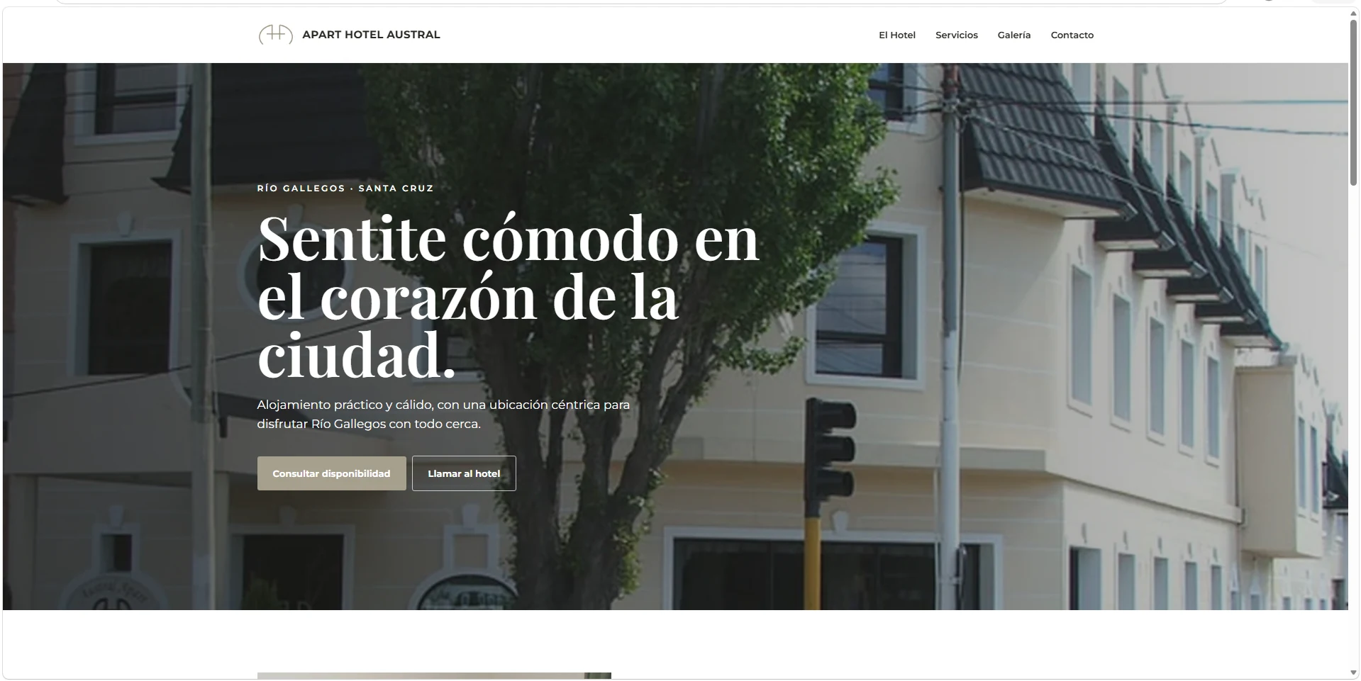 Página web de Apart Hotel Austral